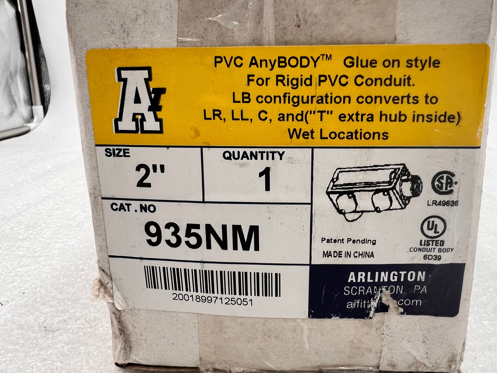 (1) Arlington 935NM Anybody Pvc 5In1 Conduit Body 2" eBay