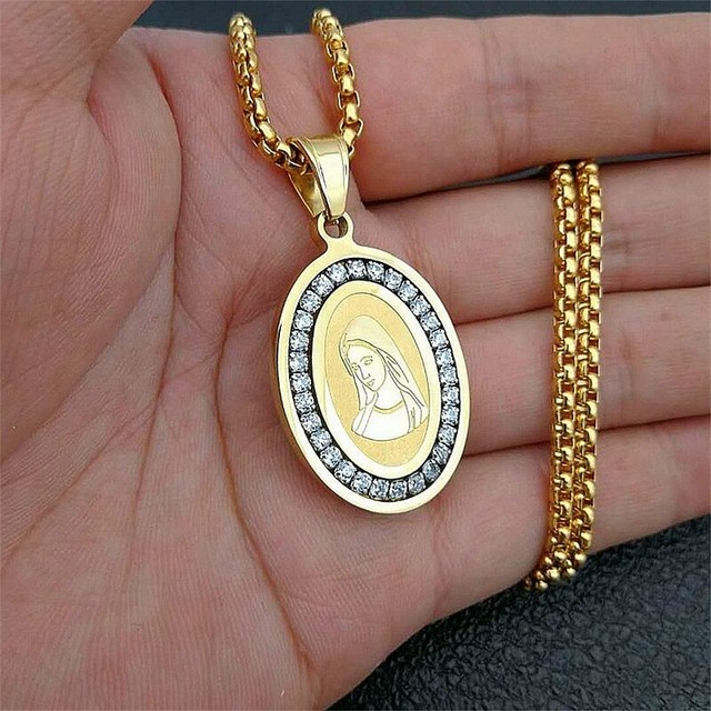 Cadena De Oro La Virgen Maria Collares Para Mujer Colares Joias Joyeria