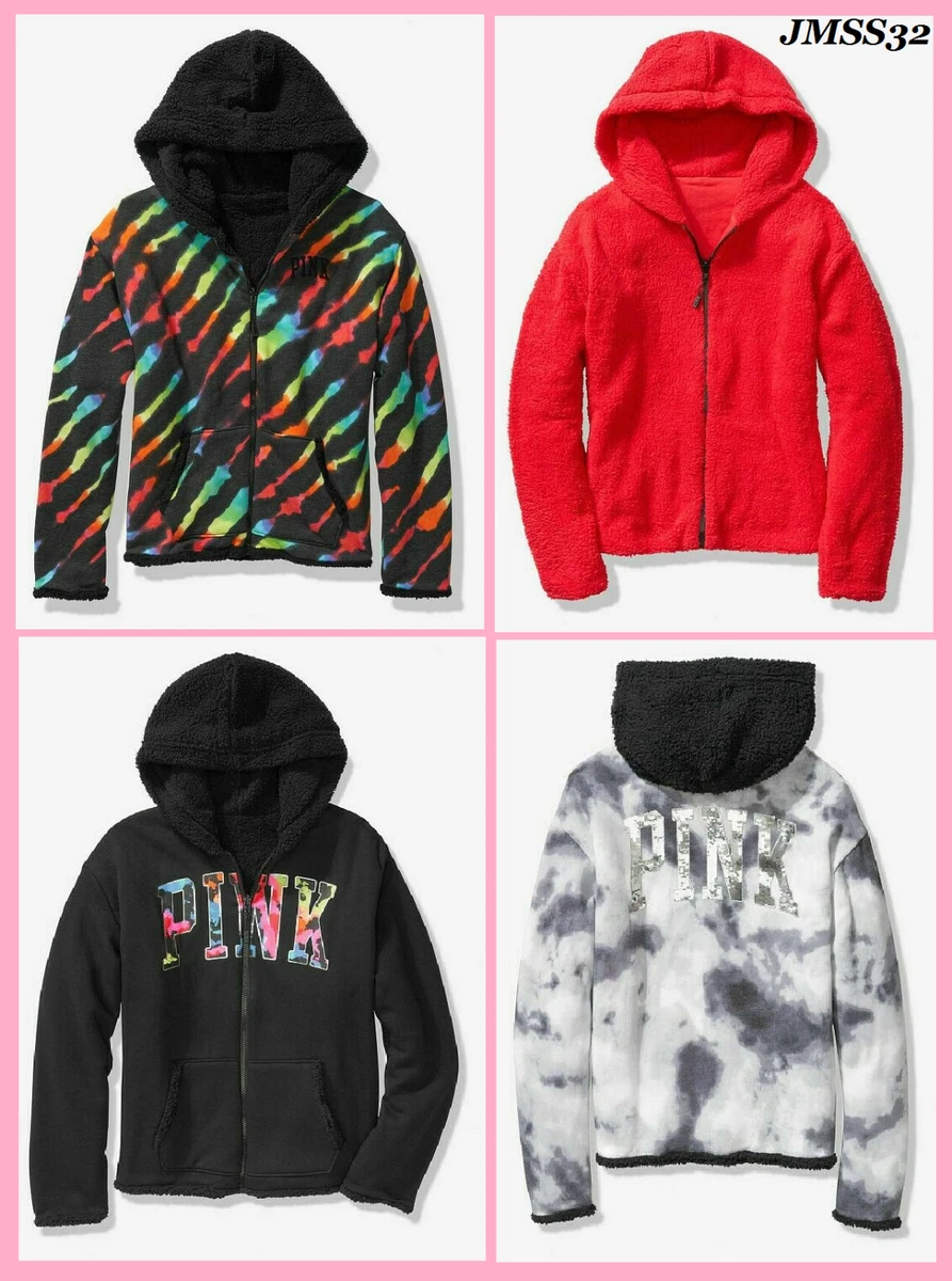 Victoria's Secret Pink Reversible Sherpa Hoodie Jacket Rainbow Tie Dye M L  XL | eBay