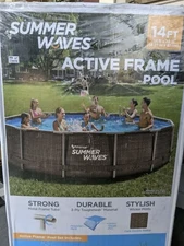 Summer Waves 14'x36" Wicker Print Metal Frame Pool and Filter Pump FREE SHIPPING