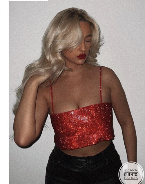 ZARA WOMAN RHINESTONE SHINY CROP TOP RED Size Xs/s 2677/948 for sale online  | eBay