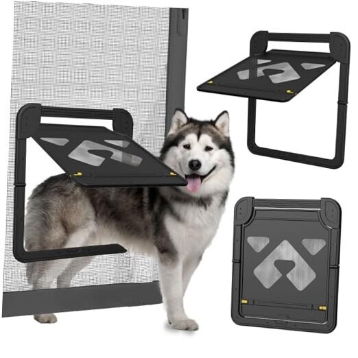 Lockable Dog Door for Screen or Sliding Doors with Pet Access