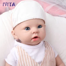 IVITA 19'' Blue Eyes Boy Full Silicone Lifelike Reborn Baby Doll Infant Xmas