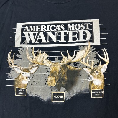 T-shirt Lifestyle Classic Noir M – Motif Cerf Moose Mule Deer, Amériques