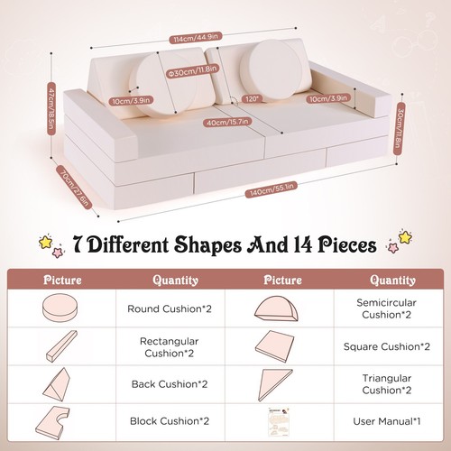 1,5M Spielsofa Modulsofa Spielmöbel Modulares Kindersofa Familienmöbel Bausteine - Bild 4 von 15