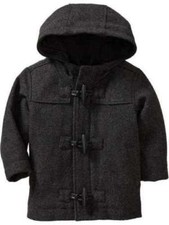 Old Navy Boys Hooded Toggle Wool Blend Boys Gray Coat 2T Toddler NEW