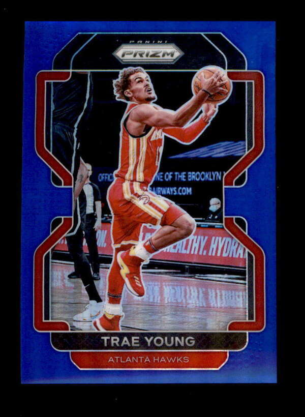 TRAE YOUNG 2021/22 PANINI PRIZM #26 RARE BLUE PRIZMS PARALLEL #080/199 BD9456