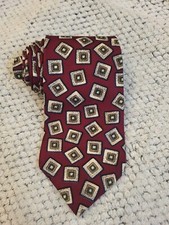 COUNCHEVEL BY DAMON men's tie 100 Silk made in United States Red Squares