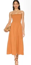 NWT Faithful The Brand x Revolve Plain Orange Deva Midi Dress Sz 4/S (D020)