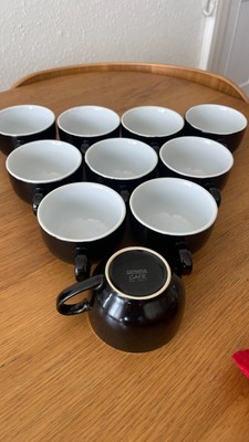 10 x Olympia Cafe Kaffeetasse schwarz mit Untertassen - 230ml 8fl oz 