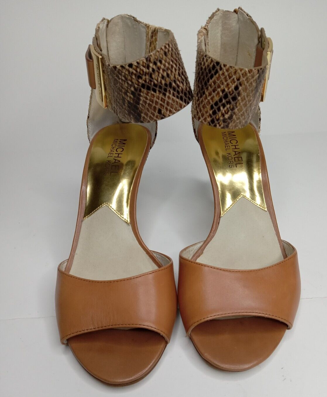 Michael Kors Guillianna Leather/python Open Toe H… - image 2