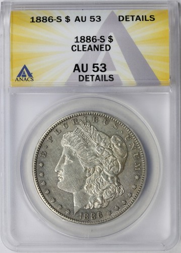 1886-S $1 Morgan Dollar ANACS AU53 Details Cleaned