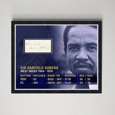 Garfield Sobers - West Indian Cricket Legend Genuine Signed Autograph Framed