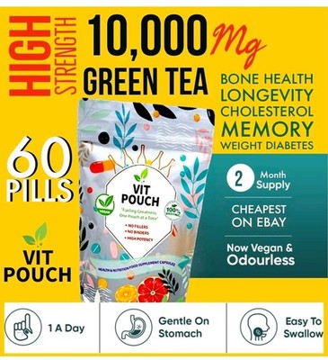 Grüntee Extrakt Kapseln 10.000mg 98% Polyphenole, 80% Catechine, 50% EGCG