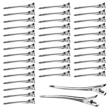 50Pc Duck Bill Hair Clips 3.5"  Silver Alligator Curl Salon Styling Clips