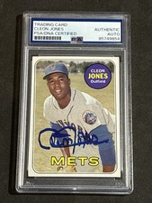CLEON JONES 1969 TOPPS SIGNED AUTOGRAPHED CARD NEW YORK METS PSA/DNA CERTIFIED