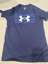 Under Armour Boys Shirt Medium Blue Dri Fit