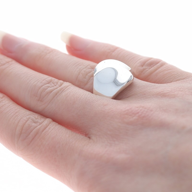 Sterling Silver Abstract Bypass Statement Band - … - image 5