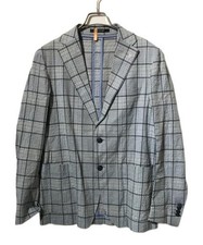 TAGLIATORE Linen-Cotton Tailored Jacket M Blue/White Men  s Blazer