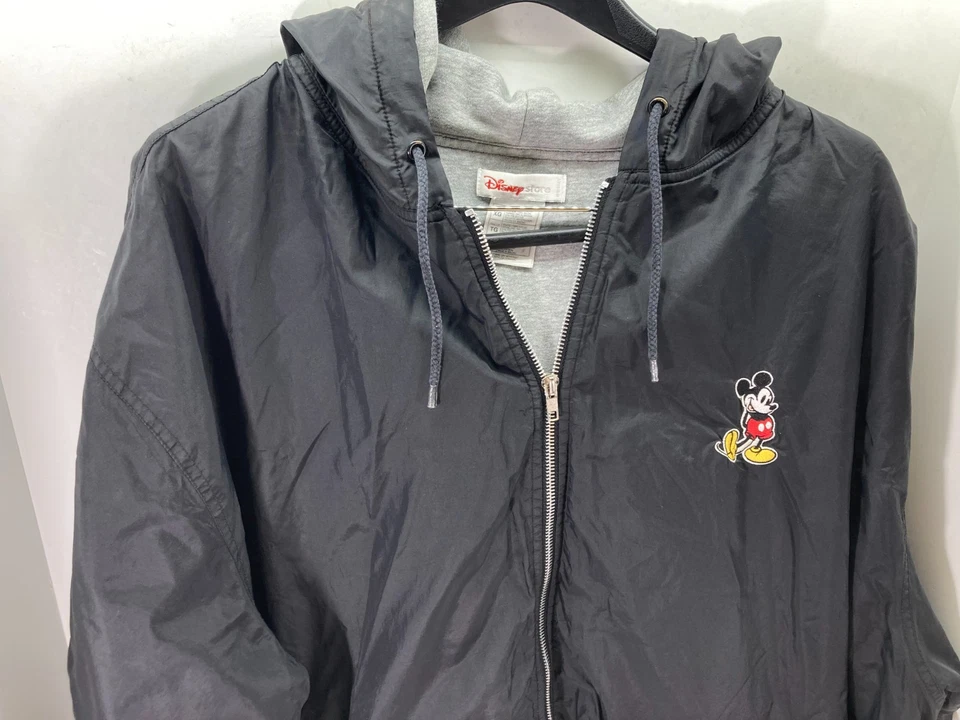Disney Store Chaqueta Bomber Con Capucha Para Hombres XL Gris Cremallera Completa Cordón Forrado Bolsillos Foto 4 de 4