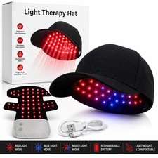 Red Light Therapy Hat LED Hair Growth Cap Rechargeable Blue Light