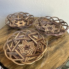 Set Of 3 Hand Woven Baskets Decor - Wall Hanging