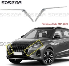 For Nissan Kicks 2021-2023 Left Right Side Chrome Front Bumper Molding Trim 2Pcs