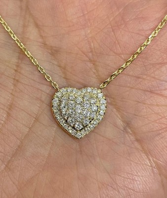 Valentine Sale 1.10Ct Lab Created Diamond Heart Pendant 14K Yellow Gold Plated