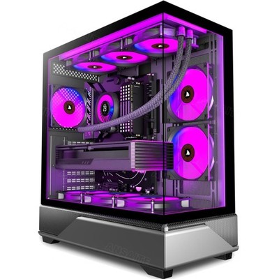 ATX PC-Gehäuse 6×120 mm ARGB PWM-Lüfter vorinstalliert ，Mid-Tower Gaming