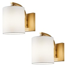Battery Operated Wall Sconce Set of 2, Brushed Gold Cordless Rechargeable Wal...