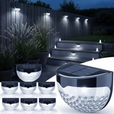 4/8PCS LED Solar Powered Wall Fence Lights Outdoor Garden Step Deck Decor Lamp