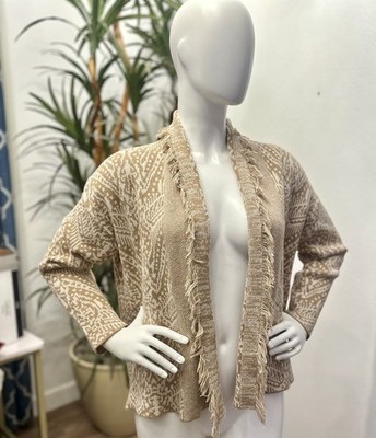 Lucky Brand Open Front Southwest Cardigan Sweater Sz S Western Chic Boho Casual