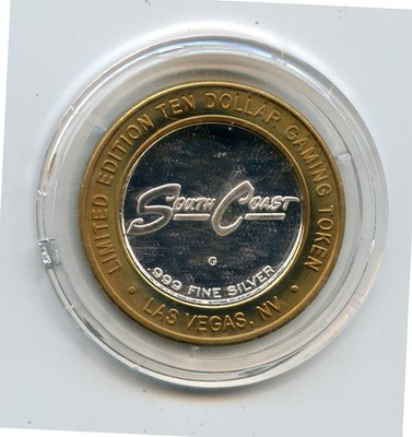 10.00 Silver Strike from the South Coast Casino Las Vegas Nevada .999 Quarter