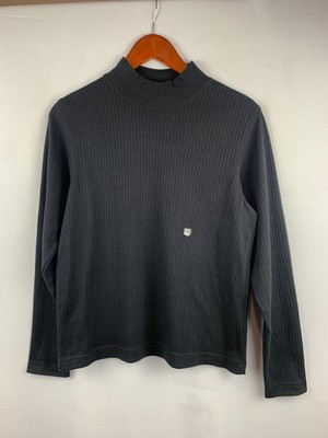 Classic Elements Petite Ribbed Long Sleeve Top - Gray - Size M