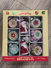 Christopher Radko Shiny Brite Christmas Ornaments NEW Box Of 8 RED Santa