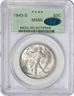 1943-S Walking Liberty Silver Half Dollar MS65 PCGS OGH (CAC)