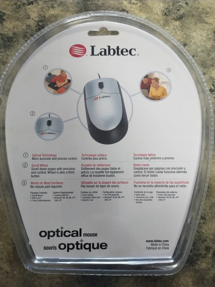 Labtec Optical 3 button Mouse USB PS/2 Brand New In Sealed Package - Image 4 of 4