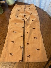 VTG Lilly Pulitzer Womens 0 Corduroy Pants Horse Equestrian Theme