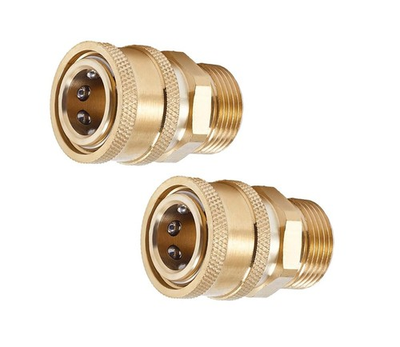 #ad Brass Pressure Washer Quick Connect Coupler Adapter 1 M22 to 1 4 2Pack $24.88