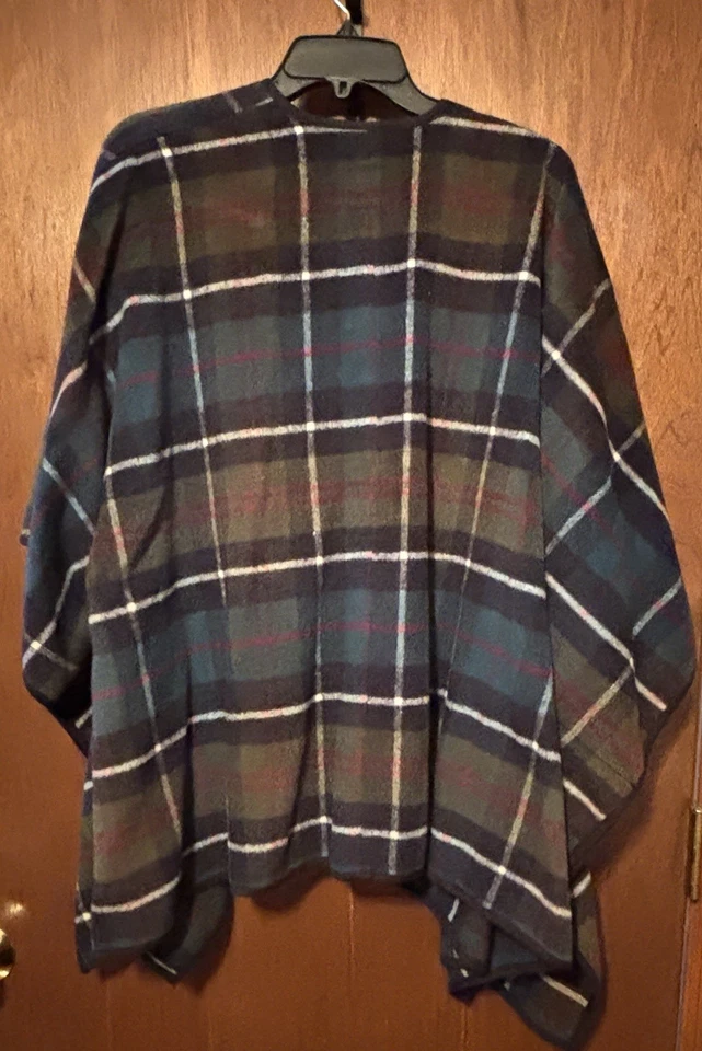 Cárdigan antiguo azul marino para mujer con chal envolvente M/L a cuadros frente abierto clásico Preppy Academia Foto 4 de 4