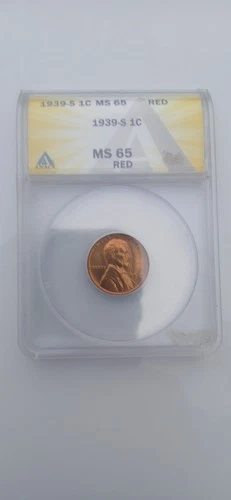 1939-S Lincoln Cent ANACS MS65 Red Wheat Penny 1c