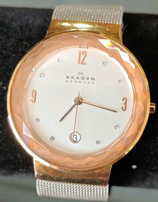 SKAGEN DENMARK 456LRS Date Quartz Two-Tone Unisex Wristwatch