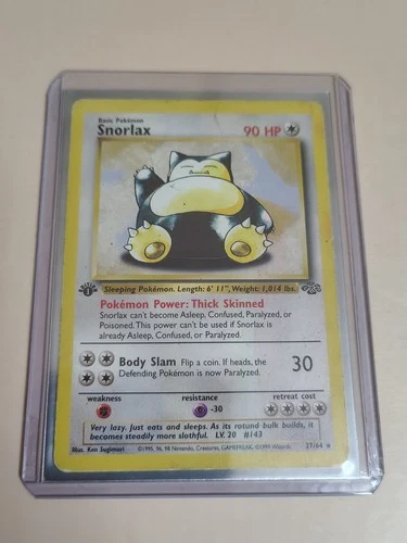 Pokemon TCG Snorlax 1st Edition Jungle Set Card 27/64 DMG Played Vintage WOTC