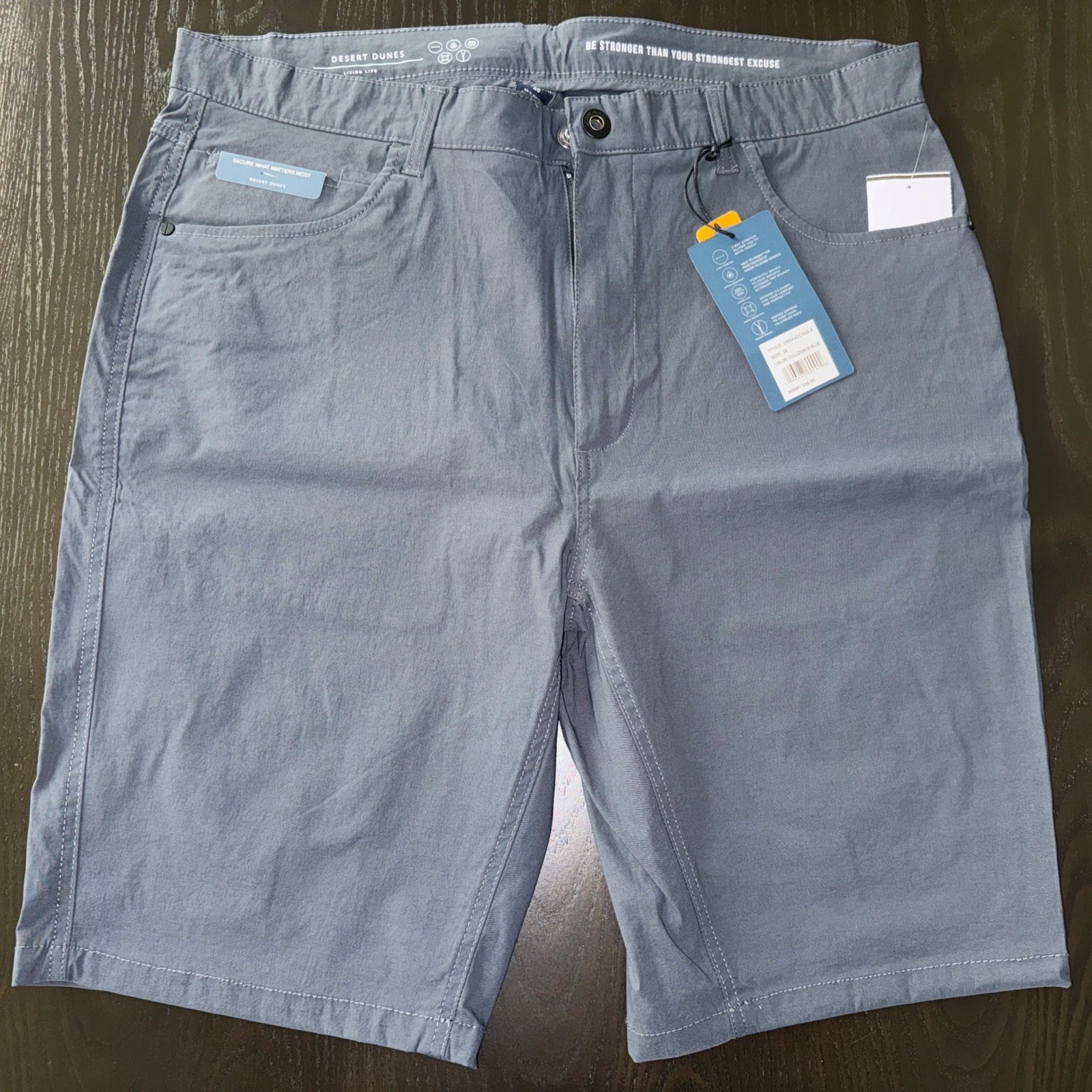Desert Dunes Shorts Mens 36 Blue Gray Stretch Water Resistant UPF 35 Summer NWT