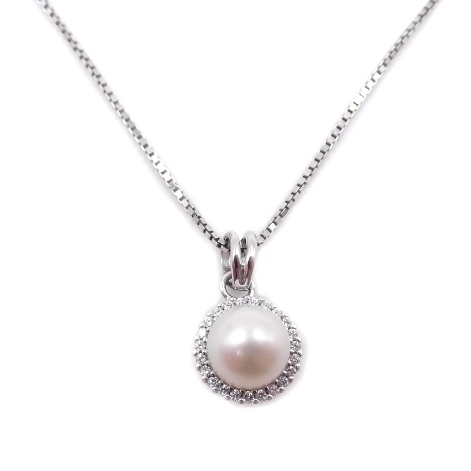 Collana Donna Argento 925 con Perla Naturale e Zirconi Girocollo Elegante Regalo - Immagine 3 di 4