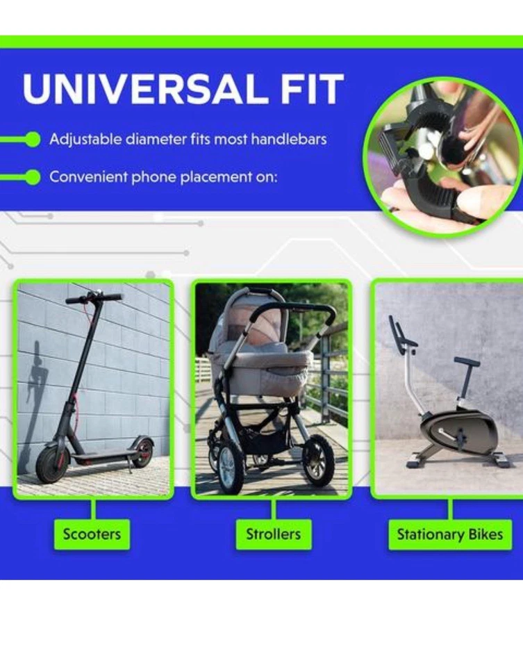 Mongoora Bike & Motorcycle Phone Mount w/ 3 Bands (Black, Red, Green) Cell Phone - Image 2 of 4