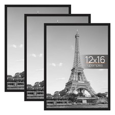 upsimples 12x16 Picture Frame Black 3 Pack, Scratch-Proof Poster 12x16,