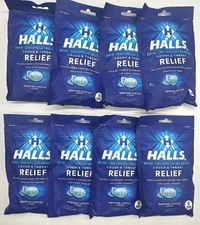 8PK Halls Cough & Throat Relief Drops ~ 30 EACH ~ MENTHO LYPTUS ~ EXP 9/26 ~ NEW