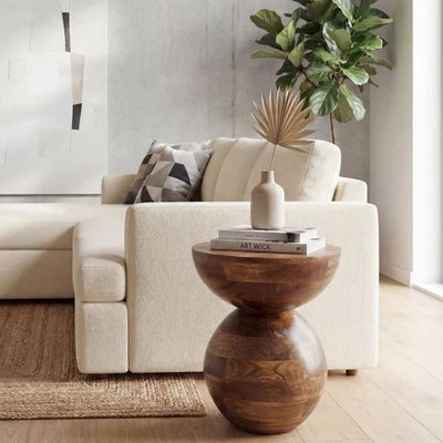 Table d'appoint en bois massif 35cm Table basse Table de salon Ronde Petite - Photo 1/4