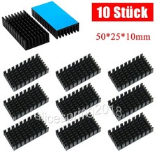 10Stk Aluminium K&uuml;hlk&ouml;rper inkl. Klebepad in Schwarz K&uuml;hler heat sink 50x25x10mm